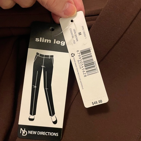 Pull on Pants Slim Leg by New Directions Medium Brown New with tag - Picture 2 of 3